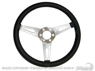 Picture of Corso Feroce 1965-73 GT350 Style Leather & Aluminum 14” 6 Hole Steering Wheel : S1MS-3600-BK146